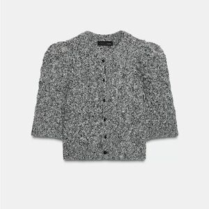ZARA CARDIGAN WITH PUFF SLEEVES